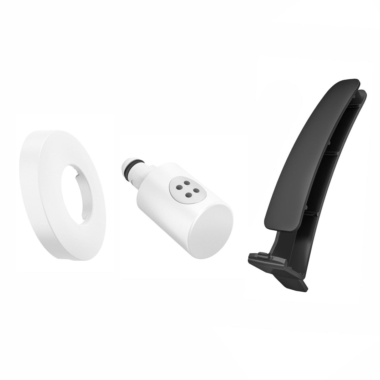 Duschkopf + Blendenring + Servicehebel Weiß